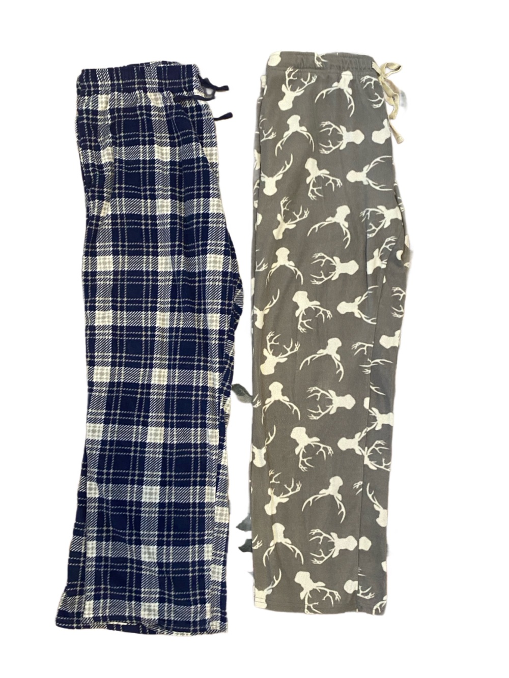 Men's Plaid Navy & Gray Deer Printed Lounge Pants With Pockets - Cozy Bottoms
